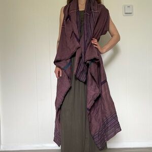 unique hand woven purple wool shawl / vest